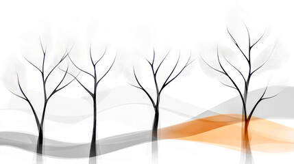 Minimalist trees and abstract landscape illustration