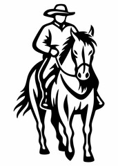 cowboy and horse running silhouettes