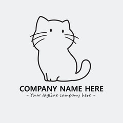 Cat illustration black and white for logo company vector image