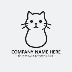 Cat illustration black and white for logo company vector image