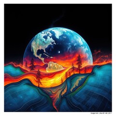 Global warming concept, Global warming art, Global Destruction, Arctic Destruction Due to Global Warming