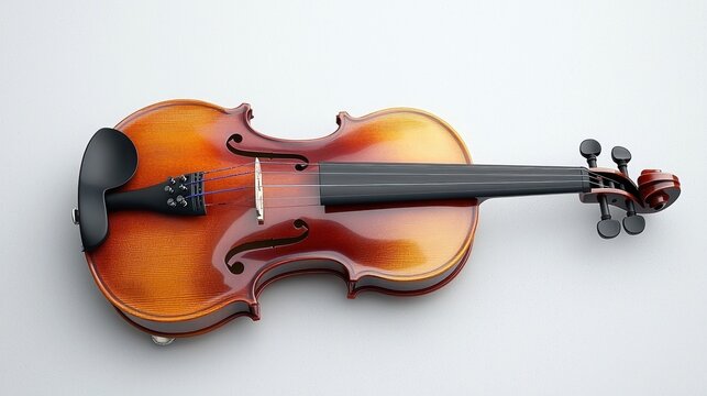 Wooden Violin on a plain background
