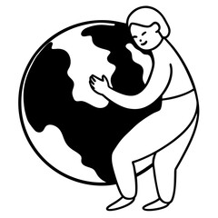 Silhouette of a person hugging the planet Earth, love for nature 