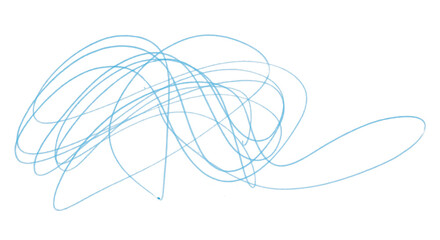 Light blue grunge pen lines, messy lines, hand drawn sketch, abstract doodle, isolated chaotic lines, grunge overlapping lines texture, artwork, ink, transparent background.