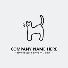 Cat illustration black and white for logo company vector image