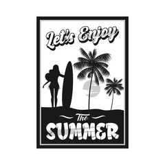 Naklejka premium Summer emblem logo vector design monochrome
