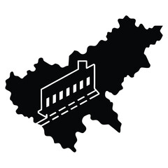 Black Silhouette Of Slovenia Map With A Prison Icon In White Outline.