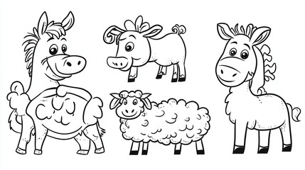 A line drawing of a horse and sheep. The illustration captures the complexity and functionality of the animals.