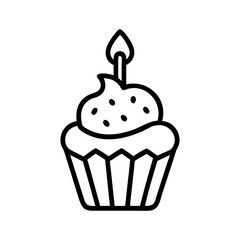 A simple cupcake icon with candle and sprinkles on top