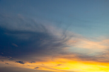 Hazy sky view at sunset. Partly cloudy and hazy sky