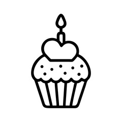 A simple cupcake icon with candle and sprinkles on top