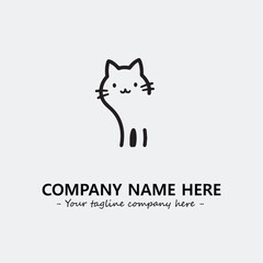 Cat illustration black and white for logo company vector image