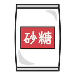 袋に入った砂糖のシンプルなイラスト