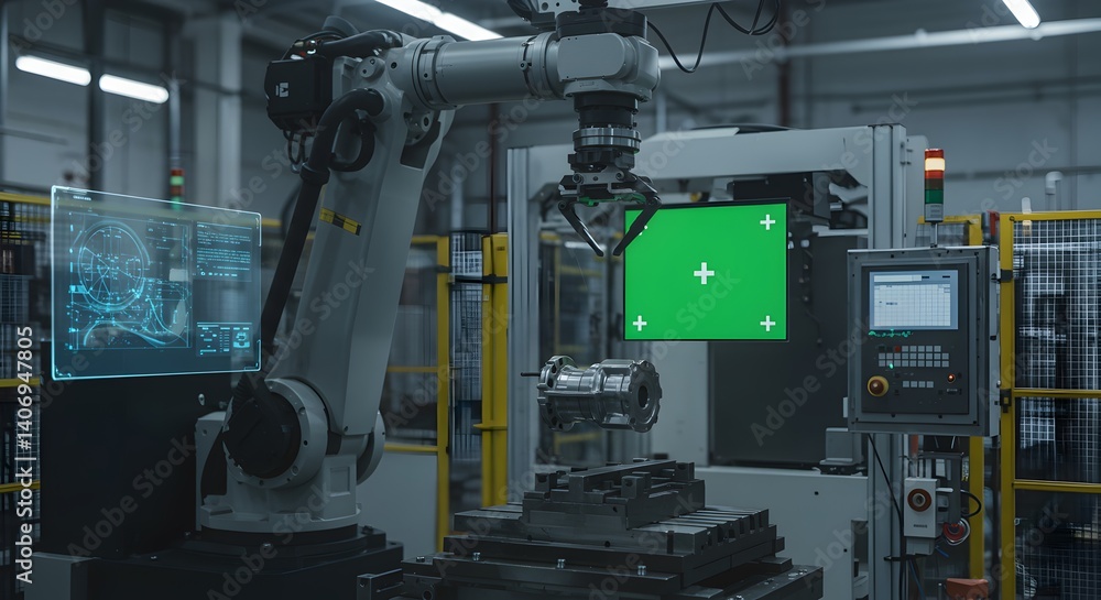 Poster robotic arm precision manufacturing utilizing automated production line systems