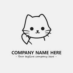 Cat illustration black and white for logo company vector image