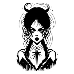 halloween exorcist girl scary illustration sketch hand draw