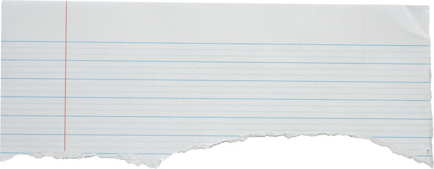 piece of lined paper tear isolated on white background