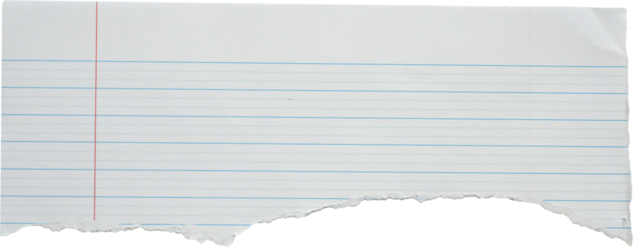 piece of lined paper tear isolated on white background