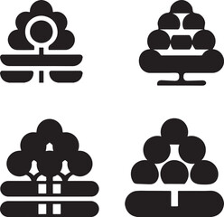 Set of black silhouettes of tree icon.