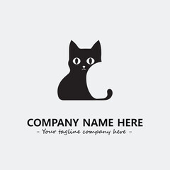 Cat illustration black and white for logo company vector image