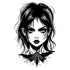 halloween exorcist girl scary illustration sketch hand draw