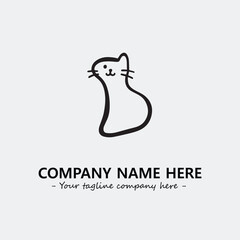 Cat illustration black and white for logo company vector image