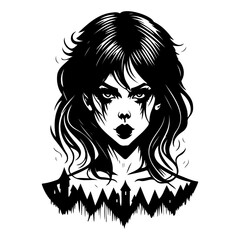 halloween exorcist girl scary illustration sketch hand draw