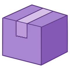 purple package box delivery flat color vector illustration template design