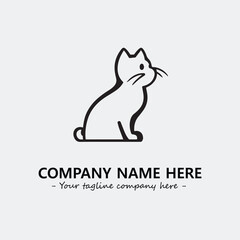 Cat illustration black and white for logo company vector image