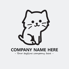 Cat illustration black and white for logo company vector image