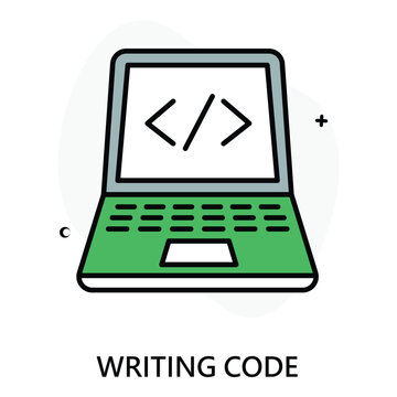 Developer Writing Code on Screen vector Icon design