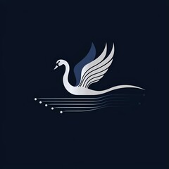 Obraz premium Elegant swan logo design with flowing lines, symbolizing grace and fluidity, suitable for branding and creative projects.