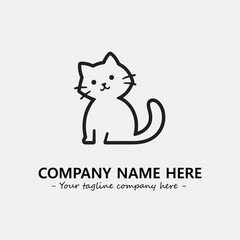 Cat illustration black and white for logo company vector image