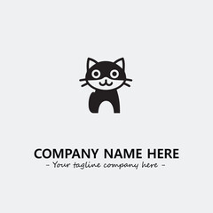 Cat illustration black and white for logo company vector image