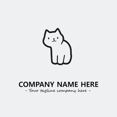 Cat illustration black and white for logo company vector image