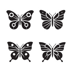 Exquisite Butterfly silhouette, flying through the wildflowers – Butterfly illustration – Butterfly vector – Insect silhouette

