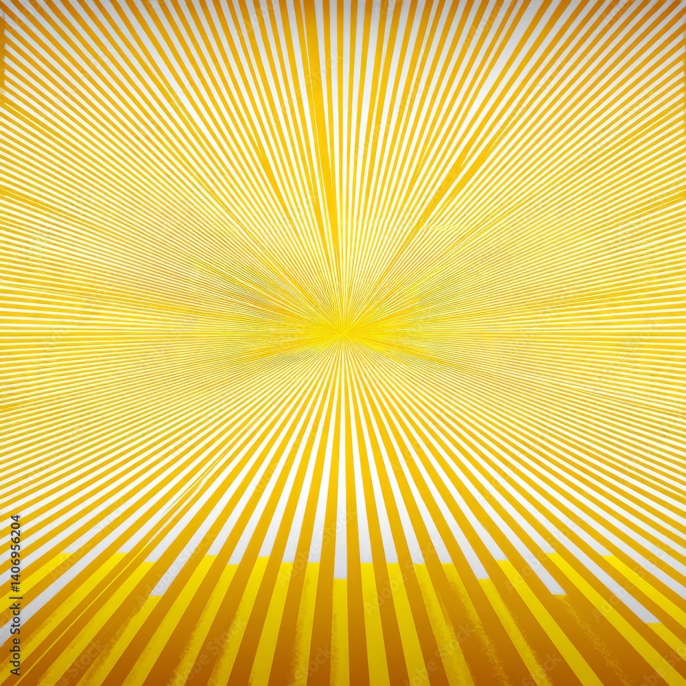Aufkleber Golden Radiance: Abstract Art with Linear Focus and Bright Yellow Stripes Emanating from a Central Point