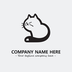 Cat illustration black and white for logo company vector image