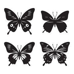 Breathtaking Butterfly silhouette, resting on a leaf – Butterfly illustration – Butterfly vector – Insect silhouette

