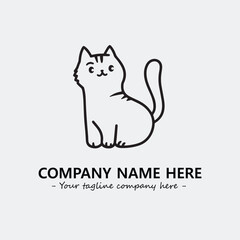Cat illustration black and white for logo company vector image