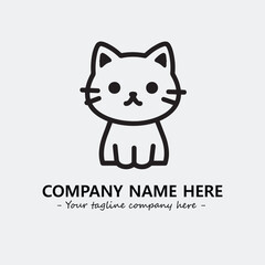 Cat illustration black and white for logo company vector image