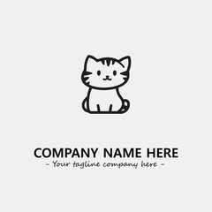 Cat illustration black and white for logo company vector image