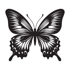 Graceful Butterfly silhouette, fluttering through the air – Butterfly illustration – Butterfly vector – Insect silhouette

