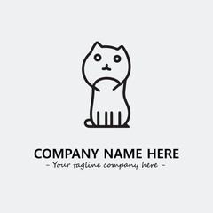 Cat illustration black and white for logo company vector image