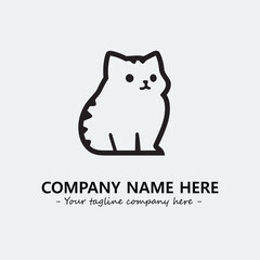 Cat illustration black and white for logo company vector image
