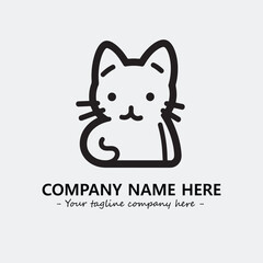 Cat illustration black and white for logo company vector image