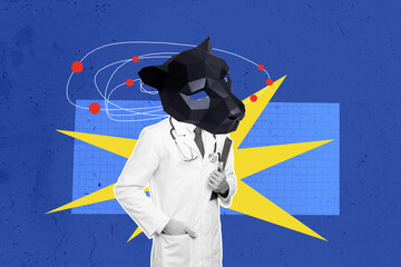 Composite 3D collage trend of prescription illness nurse doctor consultation medicine healthcare...