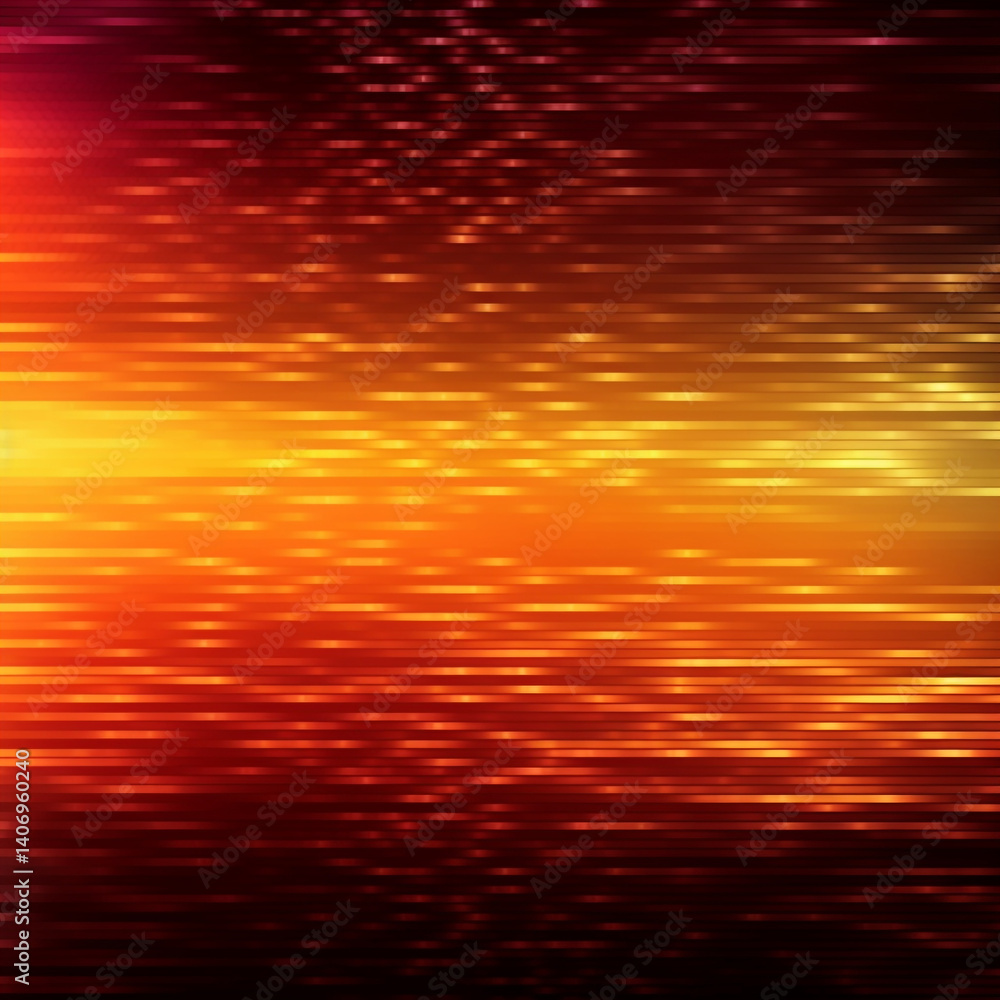 Poster abstract background with horizontal lines and blurred effect in warm orange and red tones gradient