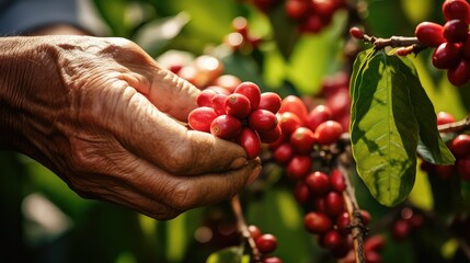 plucking picking coffee beans