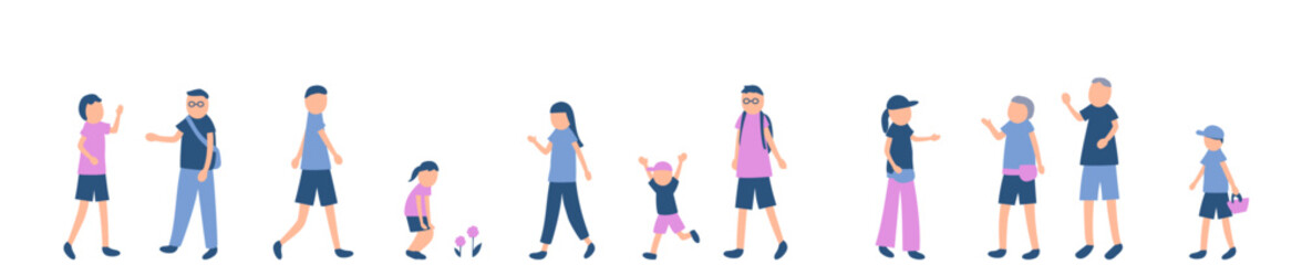 半袖で過ごす人々のイラスト